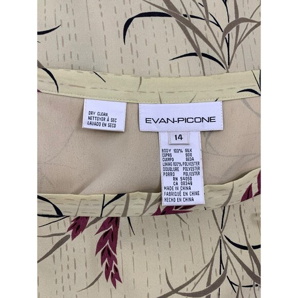 Evan-Picone Womens Size 14 Silk Two-Piece Floral Blouse & Skirt Set Vintage 100% - Picture 3 of 9